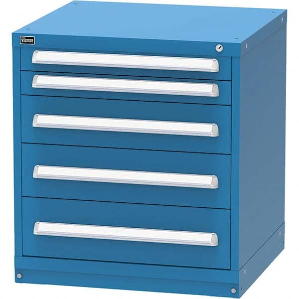 Vidmar - 5 Drawer, 124 Compartment Bright Blue Steel Modular Storage Cabinet - Exact Tool & Supply