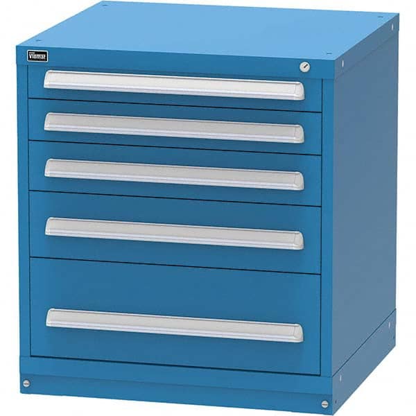 Vidmar - 5 Drawer, 344 Compartment Bright Blue Steel Modular Storage Cabinet - Exact Tool & Supply