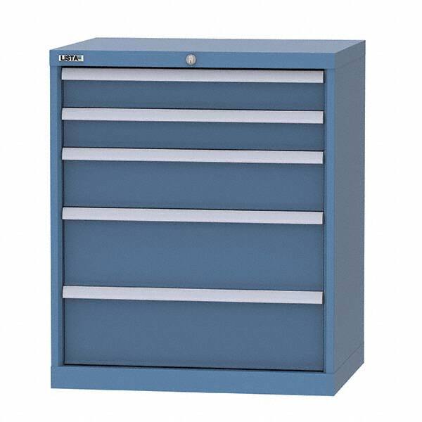 LISTA - 5 Drawer, 124 Compartment Bright Blue Steel Modular Storage Cabinet - Exact Tool & Supply
