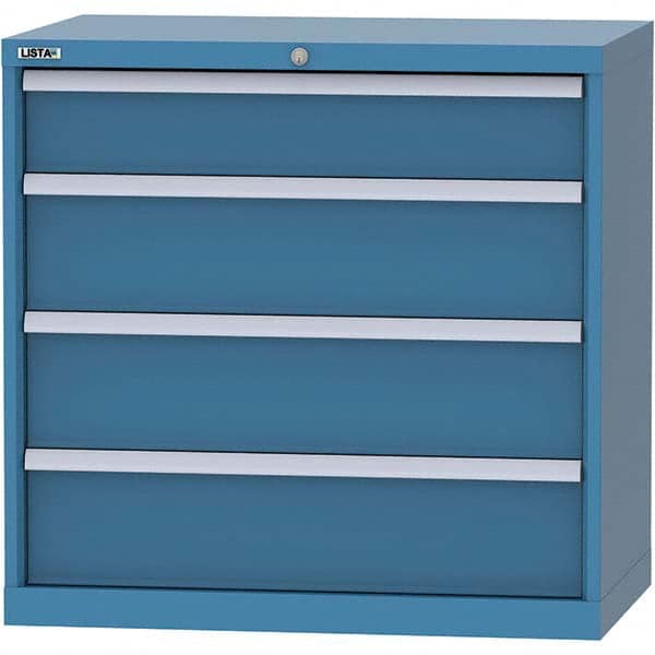 LISTA - 4 Drawer, 84 Compartment Bright Blue Steel Modular Storage Cabinet - Exact Tool & Supply