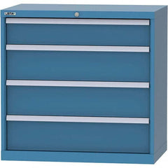 LISTA - 4 Drawer, 84 Compartment Bright Blue Steel Modular Storage Cabinet - Exact Tool & Supply