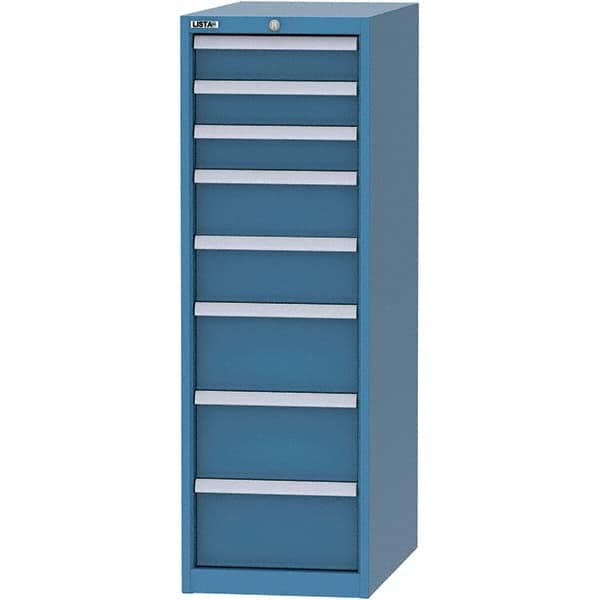 LISTA - 8 Drawer, 45 Compartment Bright Blue Steel Modular Storage Cabinet - Exact Tool & Supply