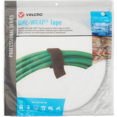 Velcro Brand - Cable Ties; Cable Tie Type: Reusable Cable Tie ; Material: Hook and Loop ; Color: White ; Overall Length (Feet): 75 ; Overall Length (Decimal Inch): 300.00000 ; Maximum Bundle Diameter (Inch): 0.5 - Exact Tool & Supply