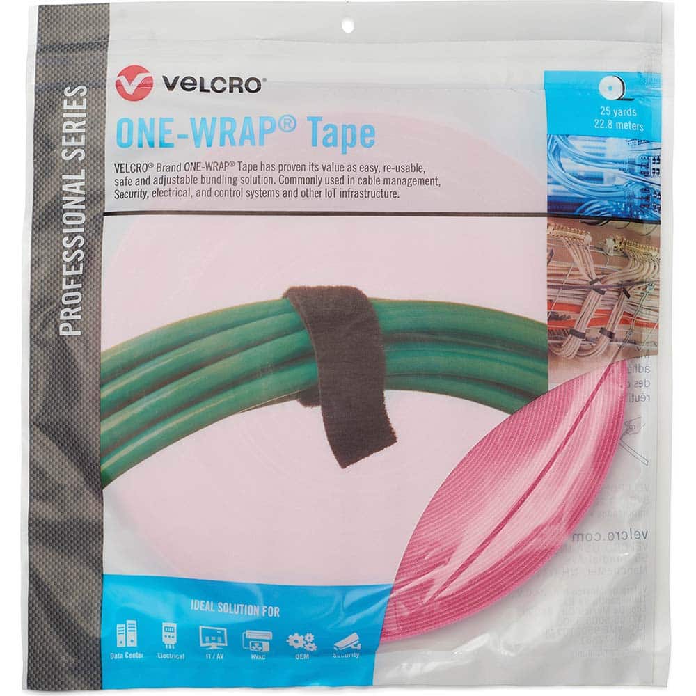 Velcro Brand - Cable Ties; Cable Tie Type: Reusable Cable Tie ; Material: Hook and Loop ; Color: Erica Violet ; Overall Length (Feet): 75 ; Overall Length (Decimal Inch): 300.00000 ; Maximum Bundle Diameter (Inch): 0.5 - Exact Tool & Supply