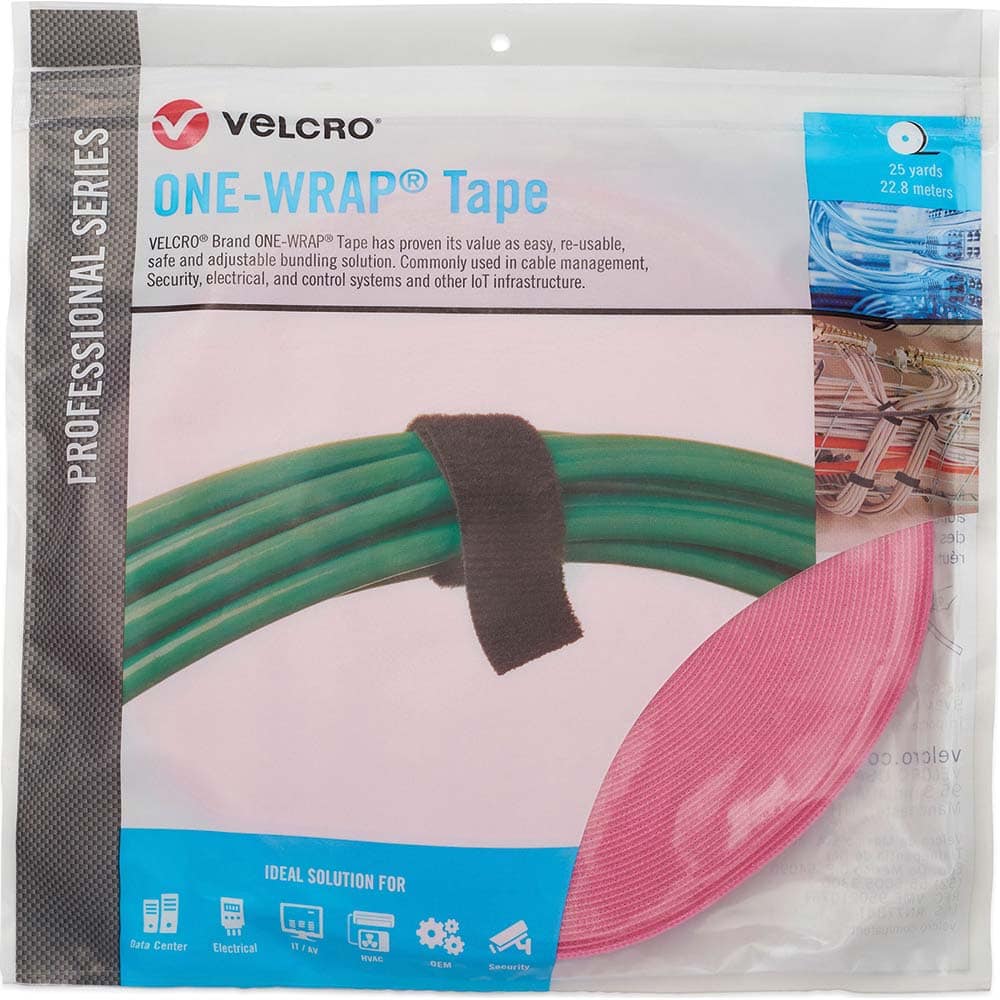 Velcro Brand - Cable Ties; Cable Tie Type: Reusable Cable Tie ; Material: Hook and Loop ; Color: Erica Violet ; Overall Length (Feet): 75 ; Overall Length (Decimal Inch): 300.00000 ; Maximum Bundle Diameter (Inch): 0.75 - Exact Tool & Supply