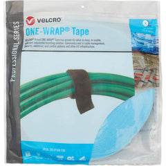 Velcro Brand - Cable Ties; Cable Tie Type: Reusable Cable Tie ; Material: Hook and Loop ; Color: Fiber Optic Teal ; Overall Length (Feet): 75 ; Overall Length (Decimal Inch): 300.00000 ; Maximum Bundle Diameter (Inch): 1 - Exact Tool & Supply