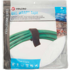 Velcro Brand - Cable Ties; Cable Tie Type: Reusable Cable Tie ; Material: Hook and Loop ; Color: White ; Overall Length (Feet): 75 ; Overall Length (Decimal Inch): 300.00000 ; Maximum Bundle Diameter (Inch): 1 - Exact Tool & Supply