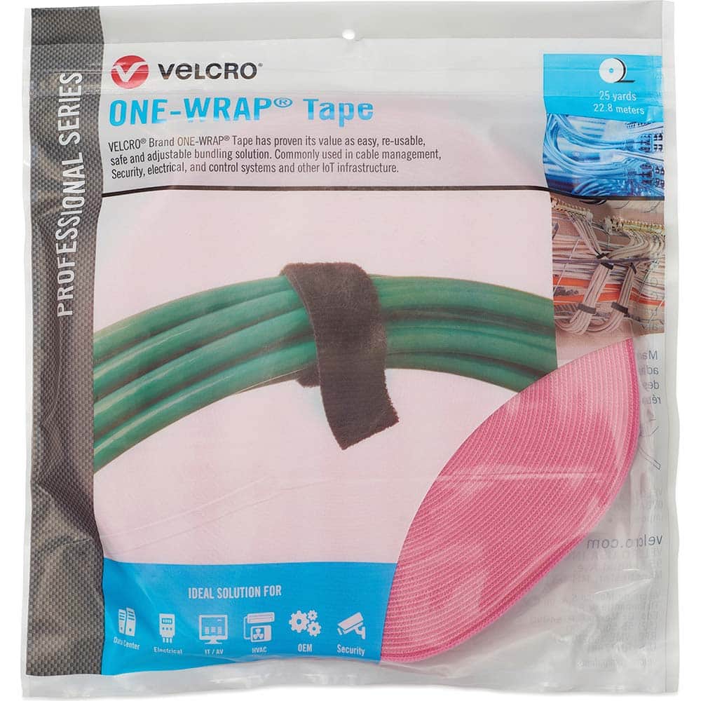 Velcro Brand - Cable Ties; Cable Tie Type: Reusable Cable Tie ; Material: Hook and Loop ; Color: Erica Violet ; Overall Length (Feet): 75 ; Overall Length (Decimal Inch): 300.00000 ; Maximum Bundle Diameter (Inch): 1 - Exact Tool & Supply