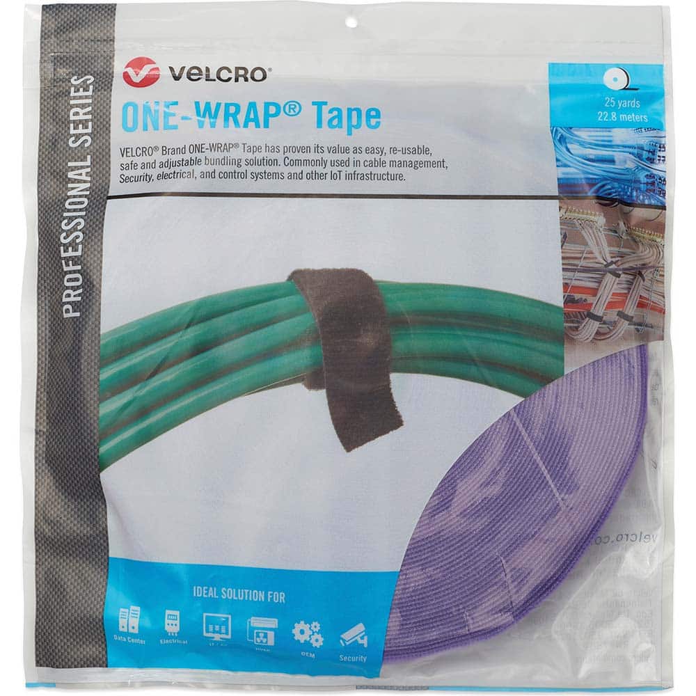 Velcro Brand - Cable Ties; Cable Tie Type: Reusable Cable Tie ; Material: Hook and Loop ; Color: Purple ; Overall Length (Feet): 75 ; Overall Length (Decimal Inch): 300.00000 ; Maximum Bundle Diameter (Inch): 1 - Exact Tool & Supply