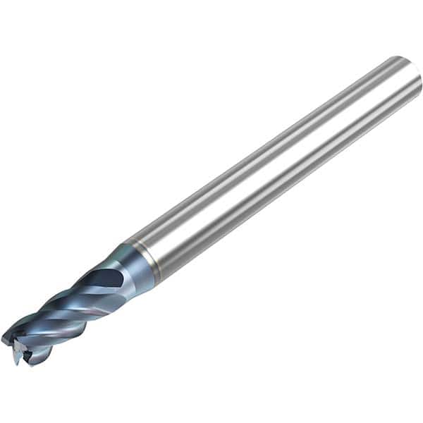 Corner Radius End Mill: 5/32″ Dia, 5/32″ LOC, 0.01″ Radius, 4 Flutes, Solid Carbide 2″ OAL, 3/16″ Shank Dia, 40 ° Helix, HTA Coated, Corner Radius End, Series STR440.2