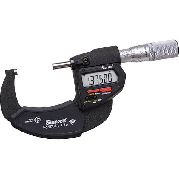 Starrett - Electronic Outside Micrometers Minimum Measurement (Decimal Inch): 1 Minimum Measurement (mm): 25 - Exact Tool & Supply