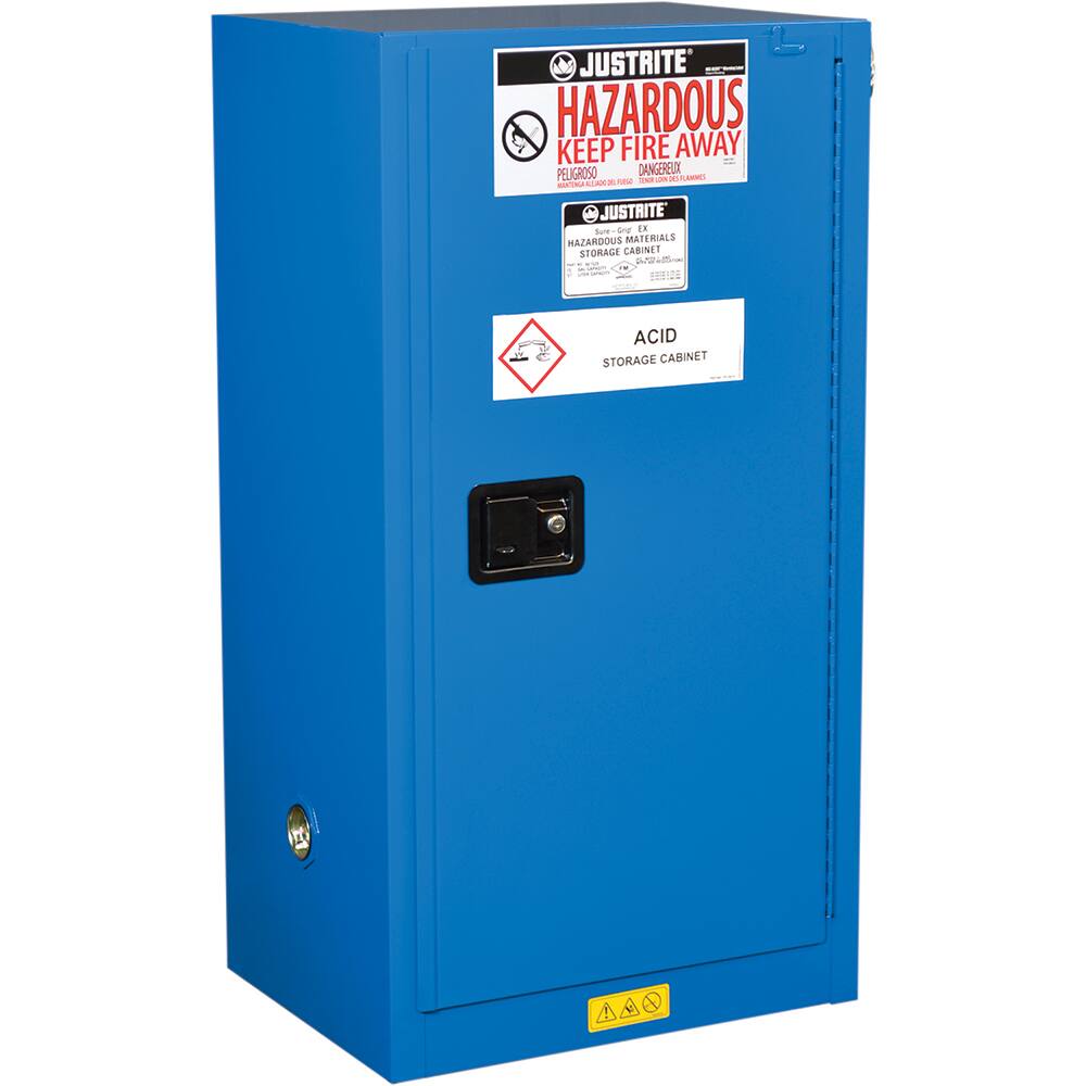 Justrite - 1 Door 1 Shelf 15 Gal Space Saver Safety Cabinet for Flammable Substances - Exact Tool & Supply
