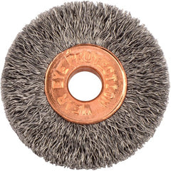 1-1/4″ Small Diameter Crimped Wire Wheel, .006″ Stainless Steel Fill, 1/4″ Arbor Hole - Exact Tool & Supply