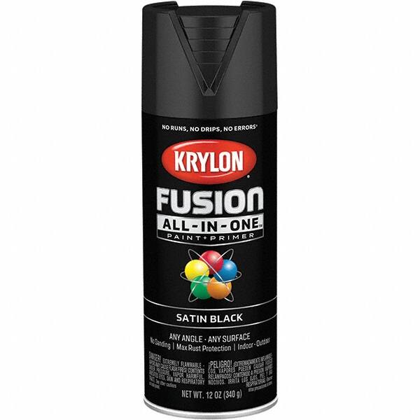 Krylon - Spray Paints; Type: Acrylic Enamel Spray Paint ; Color: Black ; Color Family: Black ; Finish: Satin ; Tack-free Dry Time (Minutes): 25 ; Application: Spray - Exact Tool & Supply