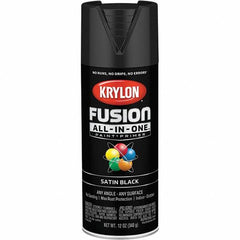 Krylon - Spray Paints; Type: Acrylic Enamel Spray Paint ; Color: Black ; Color Family: Black ; Finish: Satin ; Tack-free Dry Time (Minutes): 25 ; Application: Spray - Exact Tool & Supply