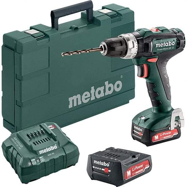 Metabo - 12 Volt 3/8" Keyless Chuck Cordless Hammer Drill - 0 to 21,000 BPM, 0 to 360 & 1,400 RPM, Reversible - Exact Tool & Supply