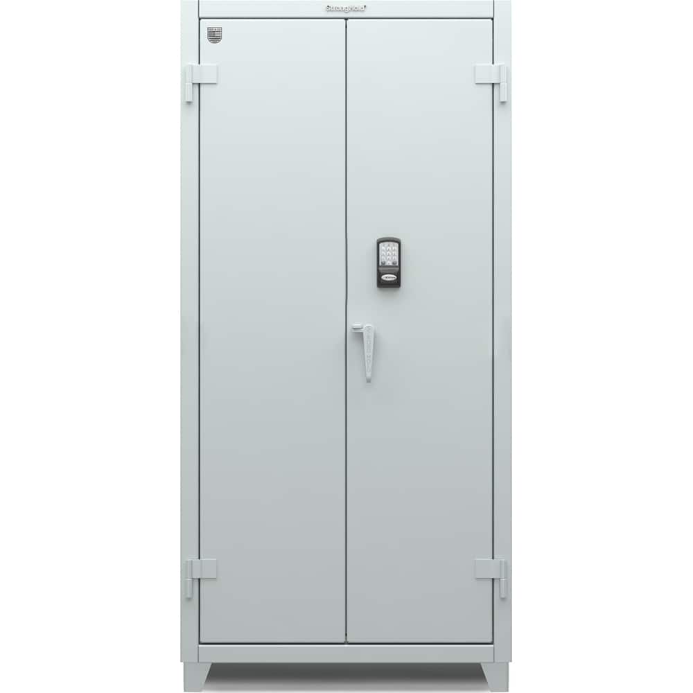 StrongHold - Storage Cabinets; Type: Locking ; Width (Inch): 36 ; Depth (Inch): 24 ; Height (Inch): 75 ; Number of Shelves: 3 ; Material: Steel - Exact Tool & Supply