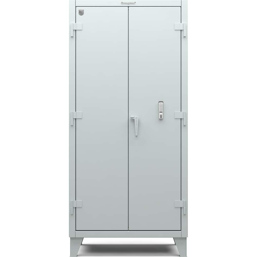 StrongHold - Storage Cabinets; Type: Locking ; Width (Inch): 36 ; Depth (Inch): 24 ; Height (Inch): 75 ; Number of Shelves: 4 ; Material: Steel - Exact Tool & Supply