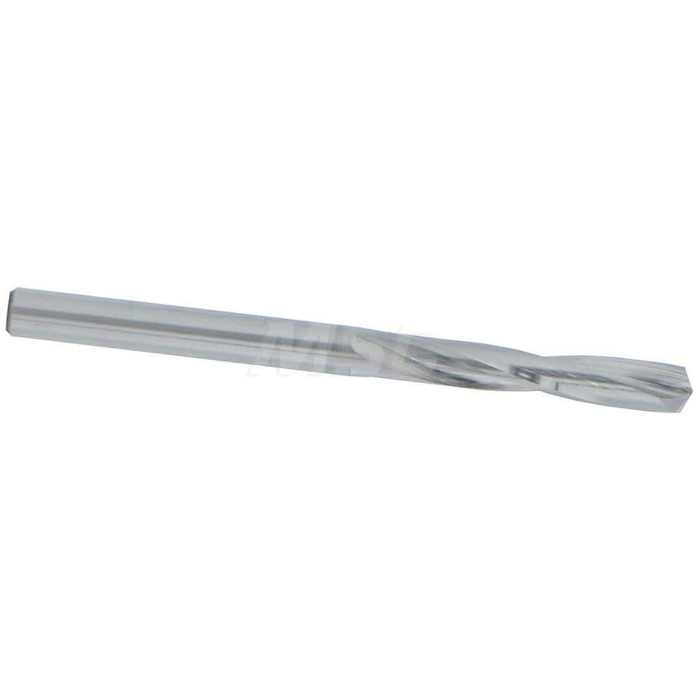 Screw Machine Length Drill Bit: 0.159″ Dia, 135 °, Solid Carbide Bright/Uncoated, Right Hand Cut, Straight-Cylindrical Shank