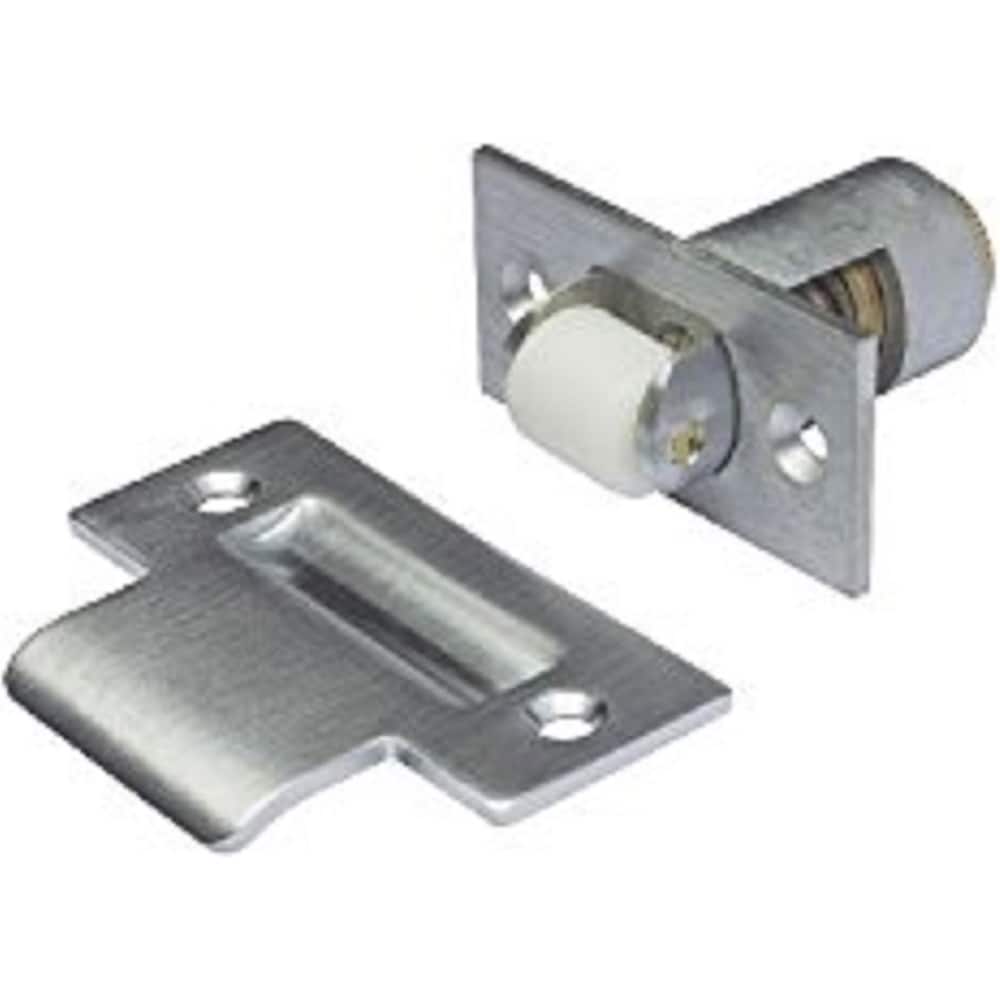 Rockwood - Catches; Length (Inch): 2 ; Height (Inch): 2 ; Width (Inch): 3 ; Finish/Coating: Satin Chrome ; Strike Length: 2-3/4 (Inch); Strike Width: 1-1/8 (Inch) - Exact Tool & Supply