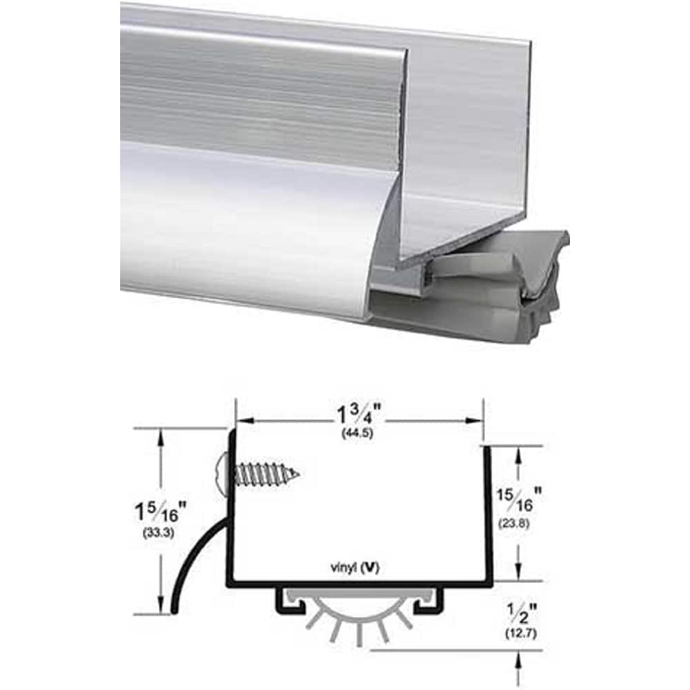 Pemko - Sweeps & Seals; Type: Drip Ledge U Shape Door Shoe ; Width (Inch): 1-5/16 ; Finish/Coating: Mill Finish Aluminum ; Material: 6063-T6 Aluminum Alloy and Temper Retainer ; Back Strip Brush Width (Inch): 2 ; Bristle Length (Inch): 0.5000 - Exact Tool & Supply
