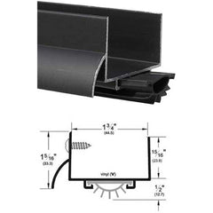 Pemko - Sweeps & Seals; Type: Drip Ledge U Shape Door Shoe ; Width (Inch): 1-5/16 ; Finish/Coating: Dark Bronze Anodized Aluminum ; Material: 6063-T6 Aluminum Alloy and Temper Retainer ; Back Strip Brush Width (Inch): 2 ; Bristle Length (Inch): 0.5000 - Exact Tool & Supply