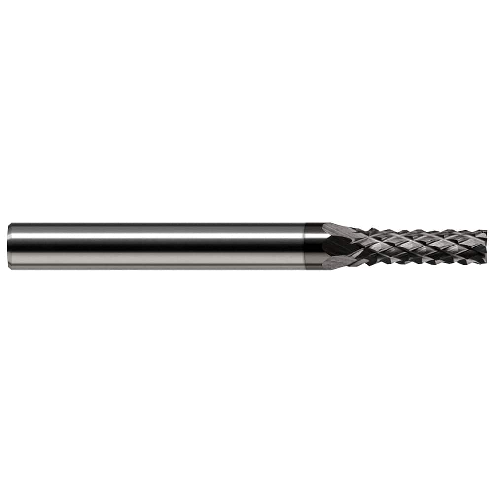 Harvey Tool - 1/16" Diam, 0.186" LOC, 1/8" Shank Diam, 6-Flute Burr-End Diamond-Pattern Router Bit - Exact Tool & Supply