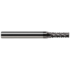 Harvey Tool - 1/16" Diam, 0.186" LOC, 1/8" Shank Diam, 6-Flute Burr-End Diamond-Pattern Router Bit - Exact Tool & Supply
