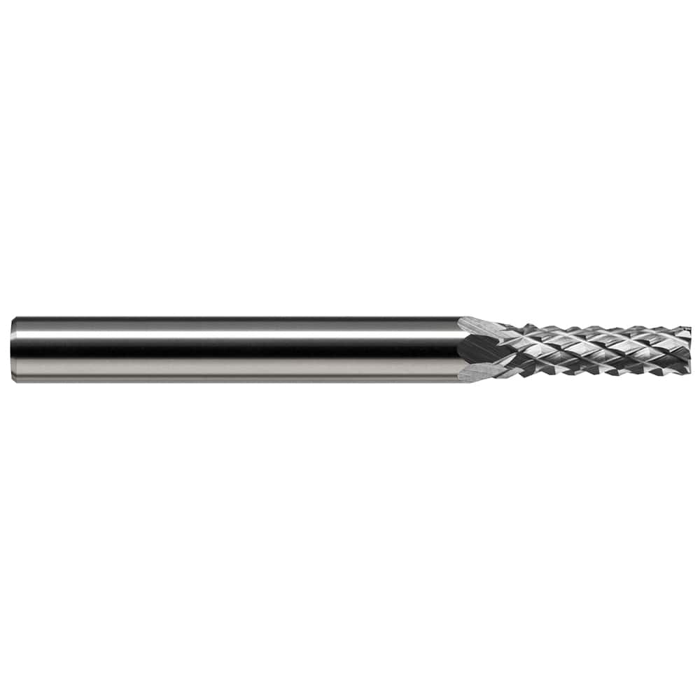 Harvey Tool - 5/64" Diam, 15/64" LOC, 1/8" Shank Diam, 7-Flute Burr-End Diamond-Pattern Router Bit - Exact Tool & Supply