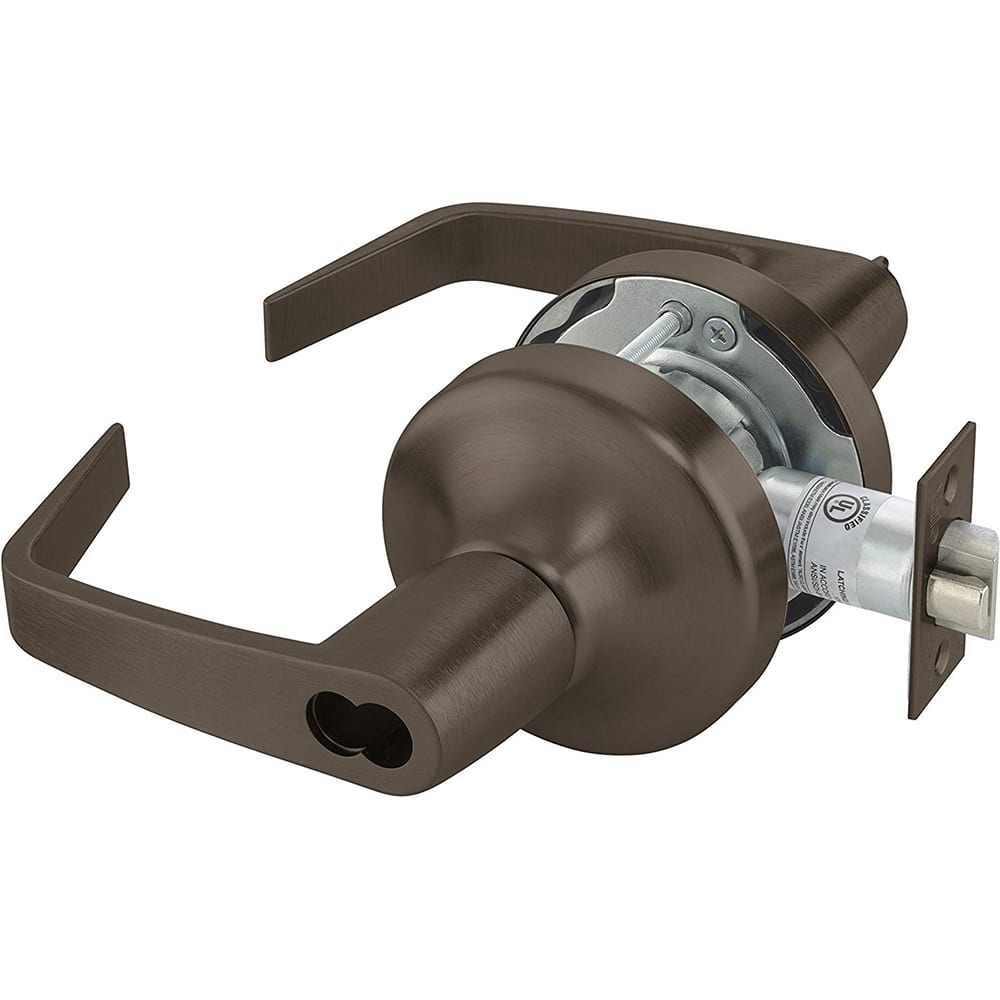 Yale - Lever Locksets; Door Thickness: 1-3/4 (Inch); Door Thickness: 1-3/4 ; Back Set: 2-3/4 (Inch); For Use With: Storeroom; Utility; Exit Doors ; Finish/Coating: Oxidized Satin Dark Bronze (10B) ; Cylinder Type: Less Core - Exact Tool & Supply