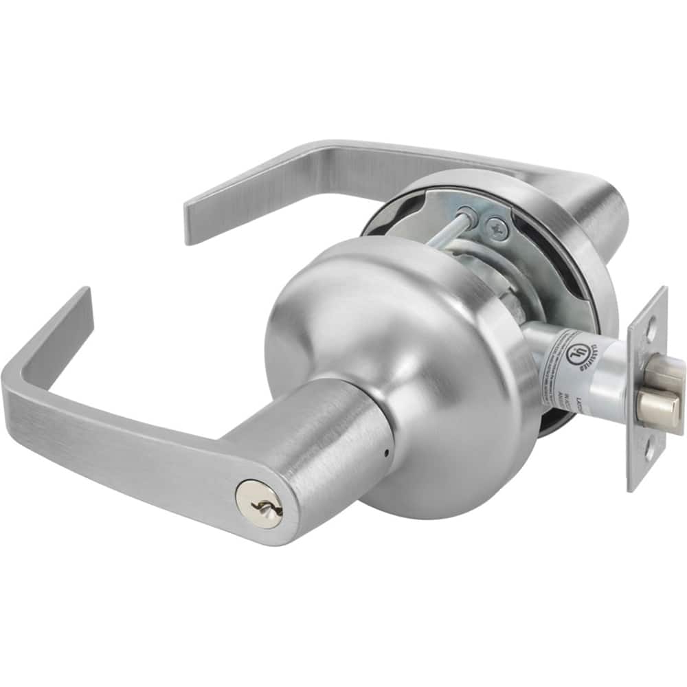 Yale - Lever Locksets; Door Thickness: 1-3/4 (Inch); Door Thickness: 1-3/4 ; Back Set: 2-3/4 (Inch); For Use With: Storeroom; Utility; Exit Doors ; Finish/Coating: Satin Chrome ; Cylinder Type: 6 Pin Schlage C Keway, Keyed - Exact Tool & Supply