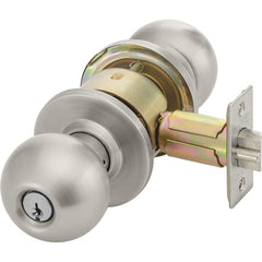 Yale - Lever Locksets; Door Thickness: 1-3/4 (Inch); Door Thickness: 1-3/4 ; Back Set: 2-3/4 (Inch); For Use With: Storeroom; Utility; Exit Doors ; Finish/Coating: Satin Stainless Steel ; Cylinder Type: 6 Pin Schlage C Keway, Keyed - Exact Tool & Supply