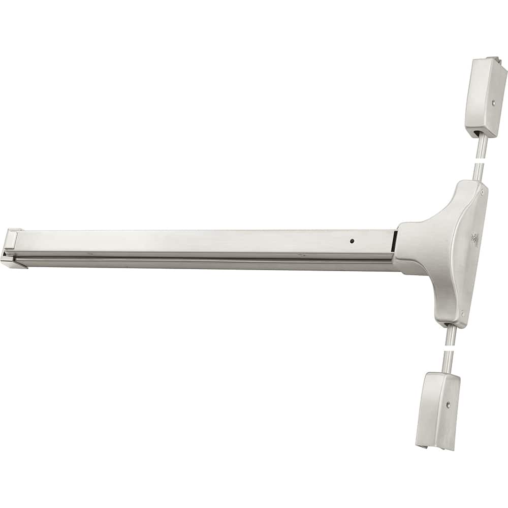 Yale - Vertical Bars; Type: Surface Vertical Rod Exit Device ; Rating: Fire Rated ; Hand: RH field reversible ; Finish/Coating: Satin Stainless Steel ; Minimum Door Width: 30 (Inch); Maximum Door Width: 36.000 (Inch) - Exact Tool & Supply