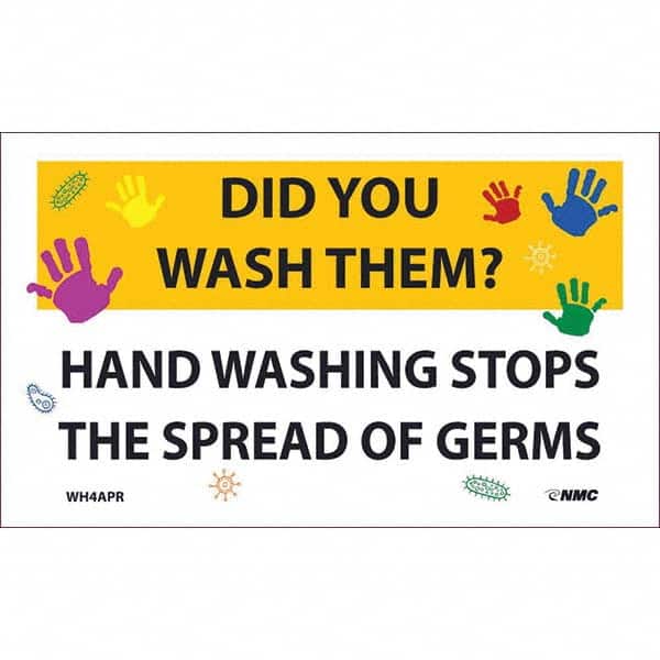 NMC - 1 5-Piece Restroom, Janitorial & Housekeeping Label - Legend: Did You Wash Them? - Hand Washing Stops the Spread of Germs - Exact Tool & Supply