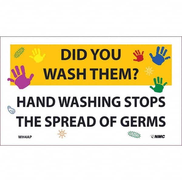 NMC - 1 5-Piece Restroom, Janitorial & Housekeeping Label - Legend: Did You Wash Them? - Hand Washing Stops the Spread of Germs - Exact Tool & Supply