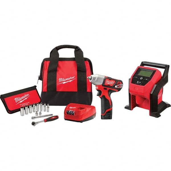 Milwaukee Tool - Cordless Impact Wrenches & Ratchets Voltage: 12.0 Drive Size (Inch): 3/8 - Exact Tool & Supply