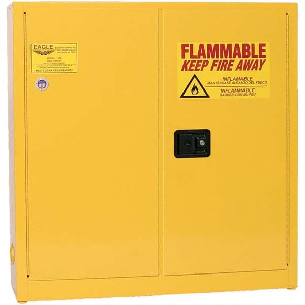 Eagle - Safety Cabinets Hazardous Chemical Type: Flammable and Combustible Liquids Color: Yellow - Exact Tool & Supply