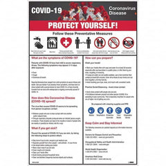 NMC - 1 5-Piece "COVID-19 - PROTECT YOURSELF!", 12" Wide x 18" High, Paper Safety Sign - Exact Tool & Supply