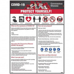 NMC - "COVID-19 - PROTECT YOURSELF!", 18" Wide x 24" High, Pressure-Sensitive Vinyl Safety Sign - Exact Tool & Supply