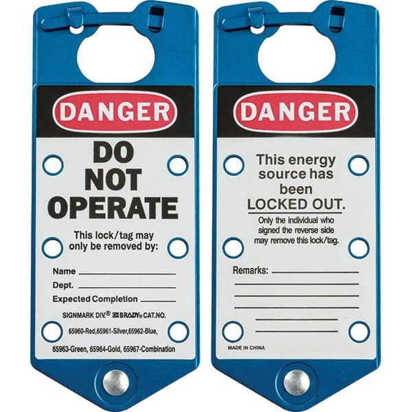 Brady - 1 5-Piece Single Jaw 1.429" Jaw Diam 6 Padlock Aluminum Lockout Hasp - Exact Tool & Supply