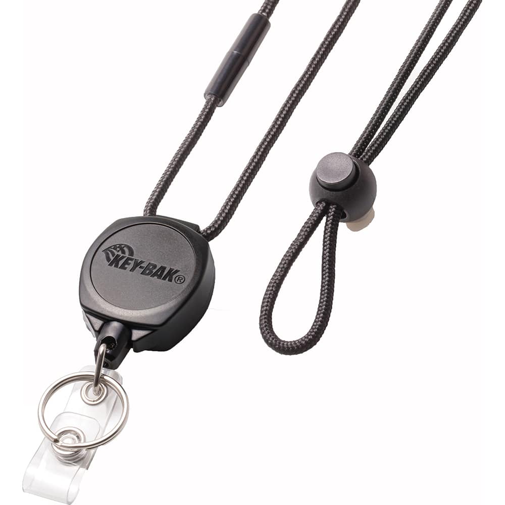 Key-Bak - Key Control; Type: Retractable Key Chain & ID Holder ; Number of Keys: 5 ; Color: Black ; Width (Inch): 3/4 - Exact Tool & Supply