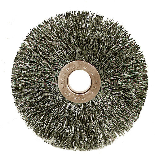 3″ Diameter-1/2″-3/8″ Arbor Hole - Copper Center Stainless Straight Wheel - Exact Tool & Supply