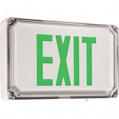Hubbell Lighting - Illuminated Exit Signs Number of Faces: 2 Letter Color: Green - Exact Tool & Supply