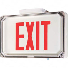 Hubbell Lighting - Illuminated Exit Signs Number of Faces: 2 Letter Color: Red - Exact Tool & Supply