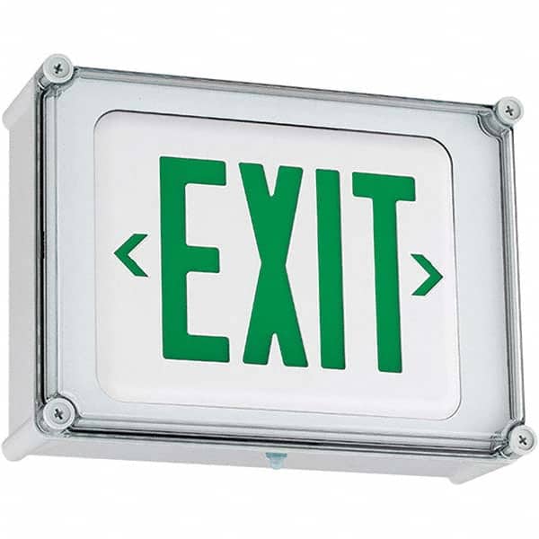 Hubbell Lighting - Illuminated Exit Signs Number of Faces: 1 Letter Color: Green - Exact Tool & Supply