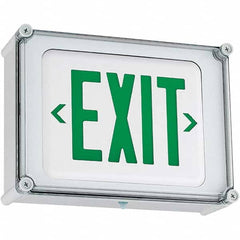 Hubbell Lighting - Illuminated Exit Signs Number of Faces: 1 Letter Color: Green - Exact Tool & Supply