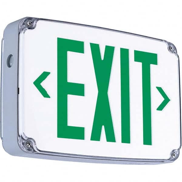 Hubbell Lighting - Illuminated Exit Signs Number of Faces: 2 Letter Color: Green - Exact Tool & Supply