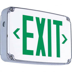 Hubbell Lighting - Illuminated Exit Signs Number of Faces: 2 Letter Color: Green - Exact Tool & Supply