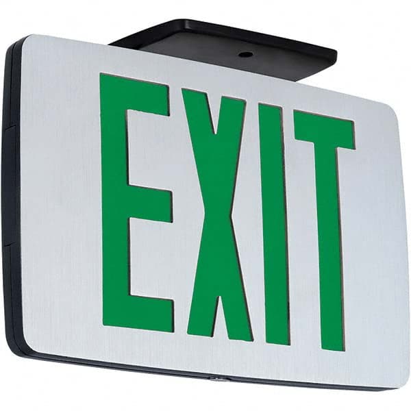 Hubbell Lighting - Illuminated Exit Signs Number of Faces: 2 Letter Color: Green - Exact Tool & Supply