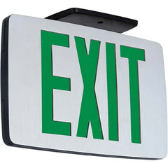Hubbell Lighting - Illuminated Exit Signs Number of Faces: 2 Letter Color: Green - Exact Tool & Supply